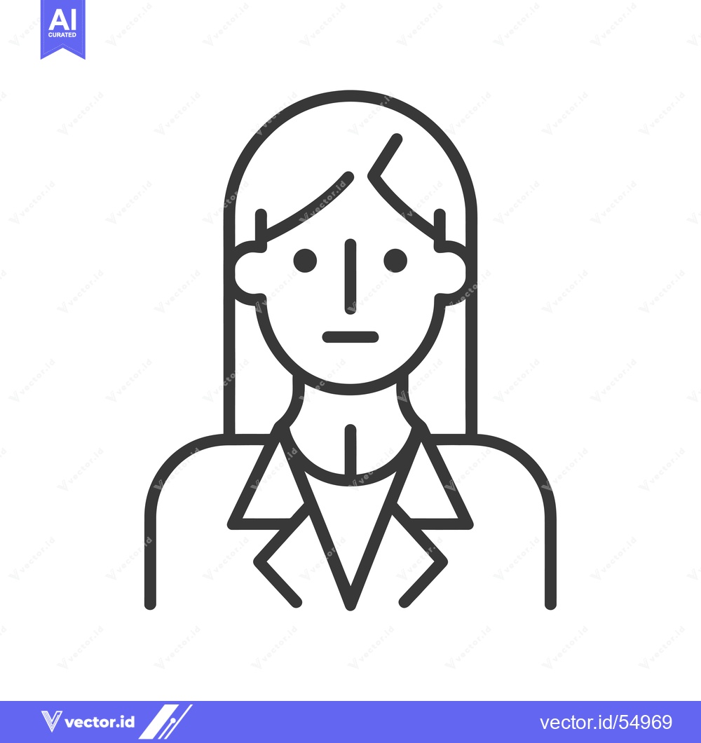 Premium Vector of Line Art Illustration of a Woman with Long Hair and a Suit Jacket