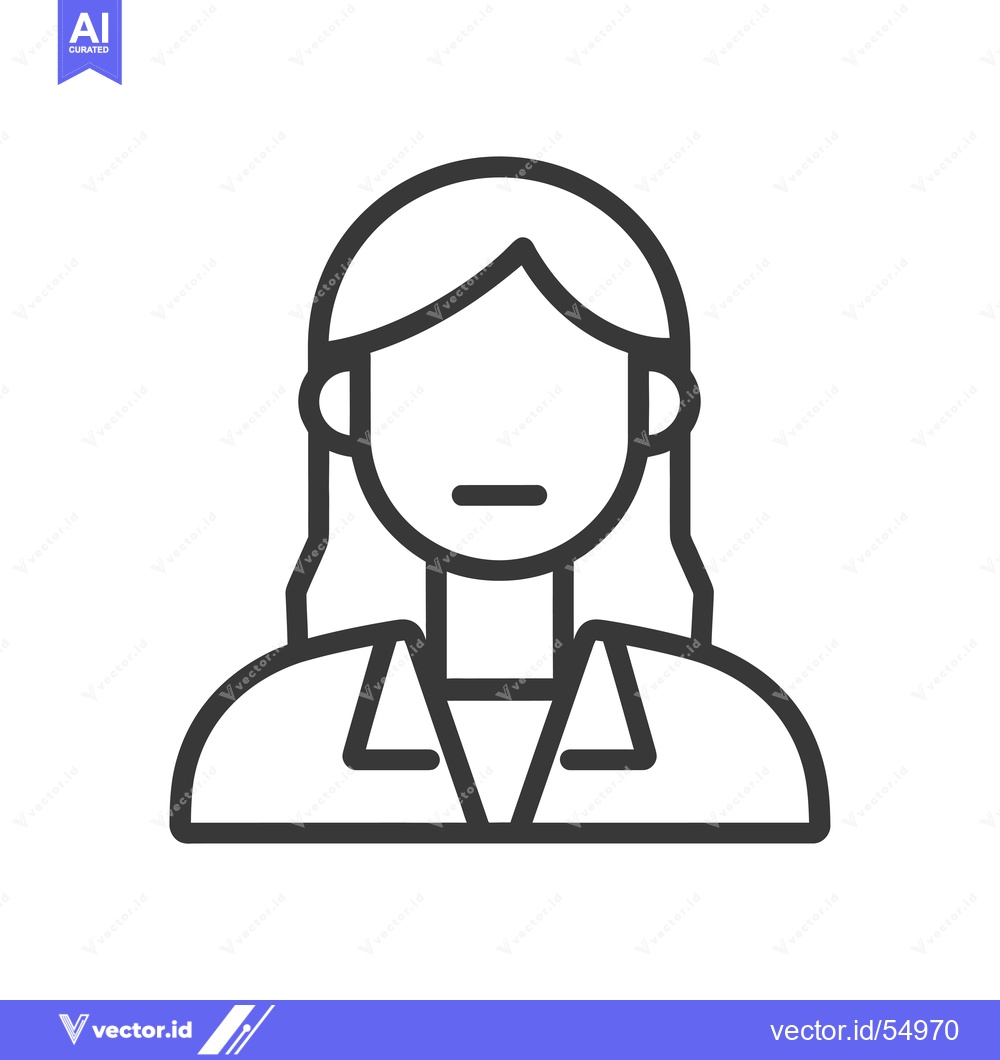 Premium Vector of Line Art Illustration of a Woman with Long Hair Wearing a Collared Shi