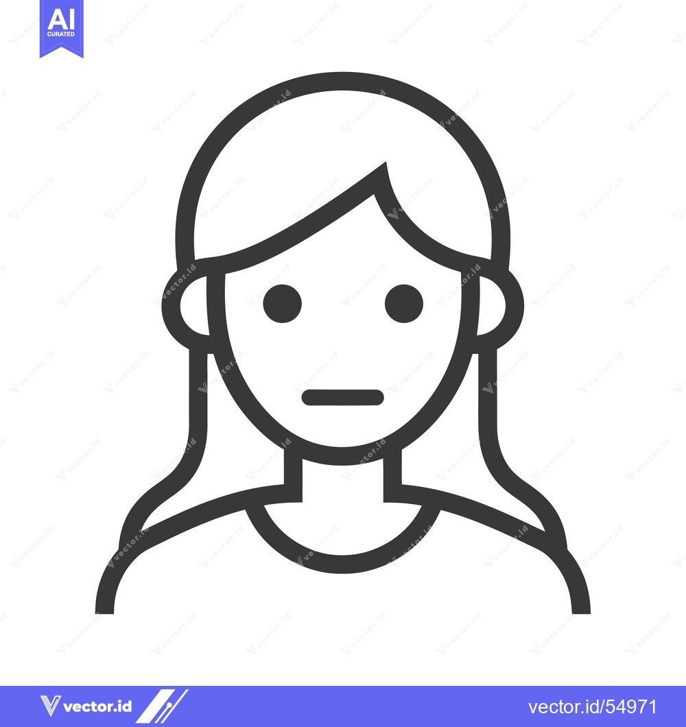 Premium Vector of Line Art Illustration of a Woman with Neutral Expression