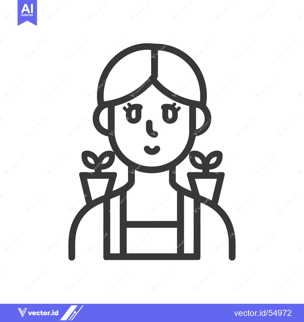 Premium Vector of Line Art Illustration of a Woman with Plants