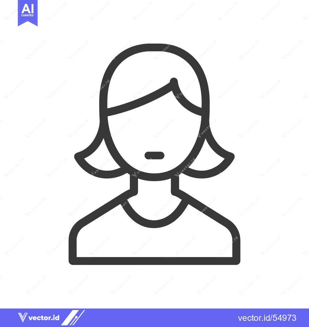 Premium Vector of Line Art Illustration of a Woman with Short Hair