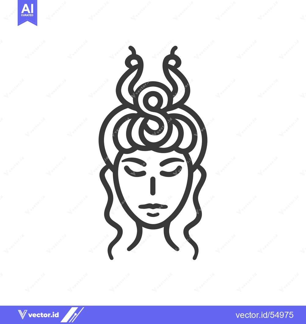 Premium Vector of Line Art Illustration of a Woman with Snake Hair