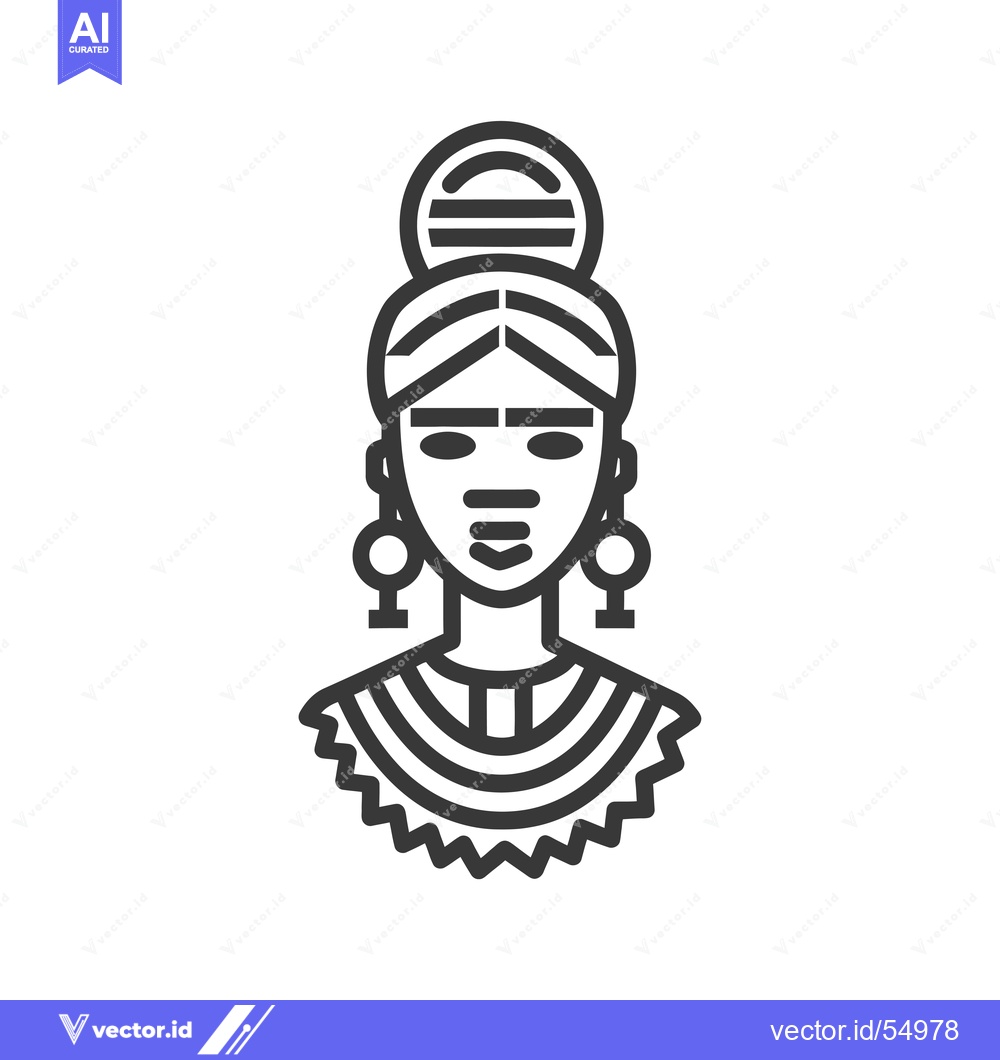 Premium Vector dari Line Art Illustration of a Woman with Traditional Jewelry and Hairstyl