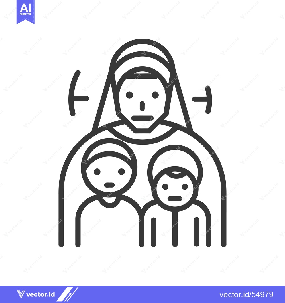 Premium Vector dari Line Art Illustration of a Woman with Two Children