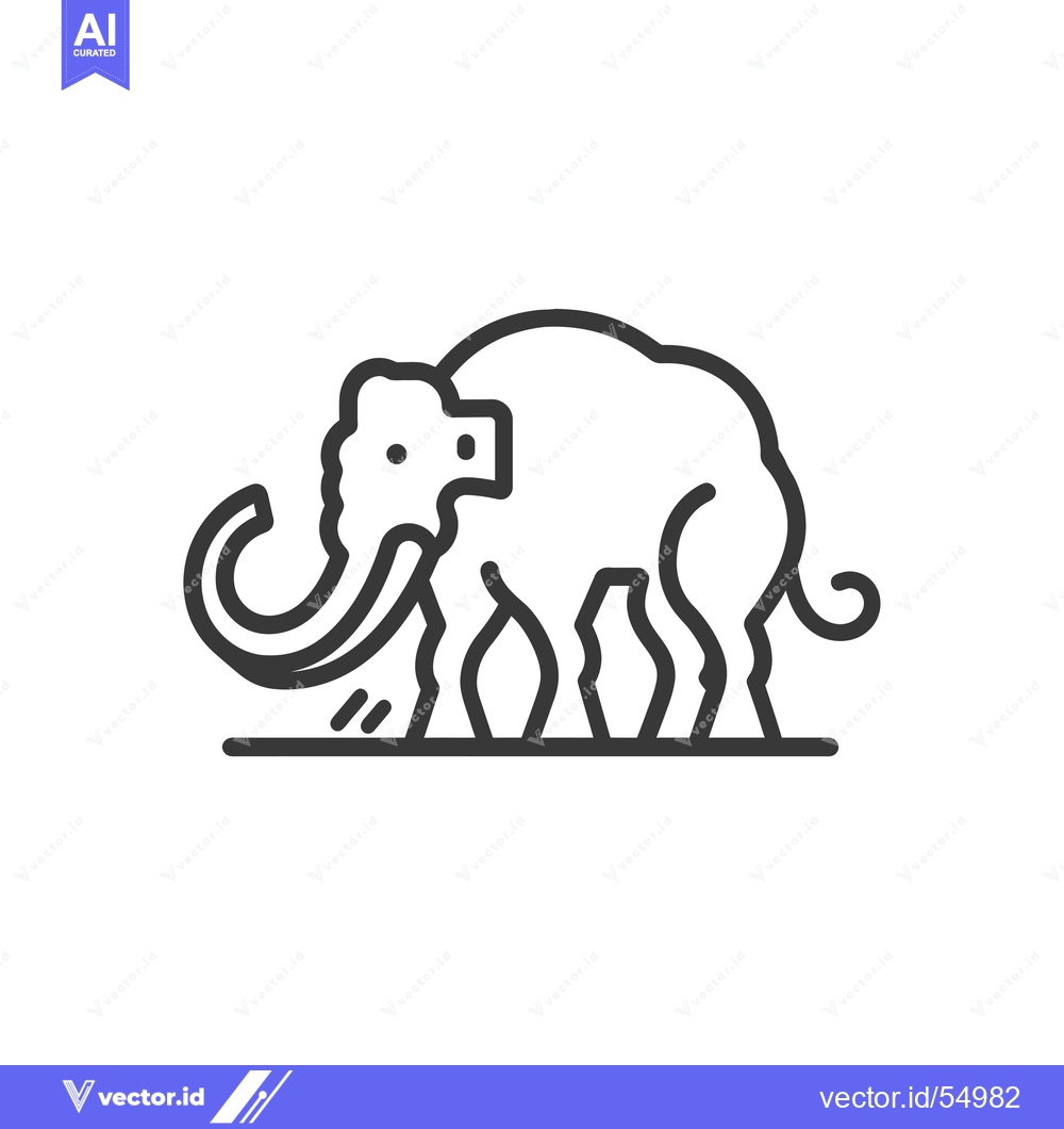 Premium Vector of Line Art Illustration of a Woolly Mammoth