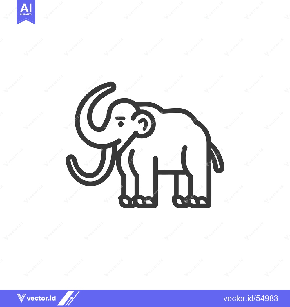 Premium Vector dari Line Art Illustration of a Woolly Mammoth