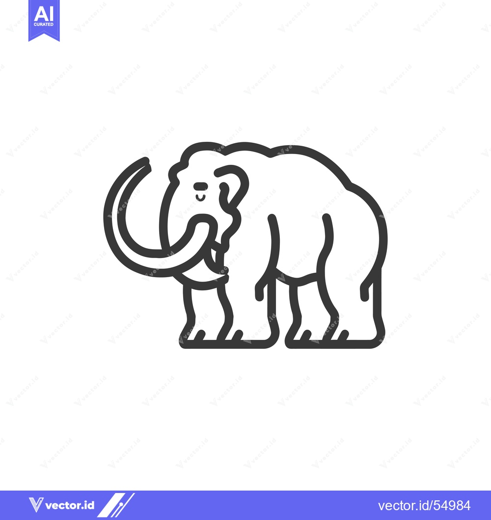 Premium Vector of Line Art Illustration of a Woolly Mammoth