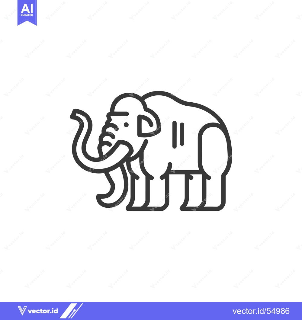 Premium Vector dari Line Art Illustration of a Woolly Mammoth