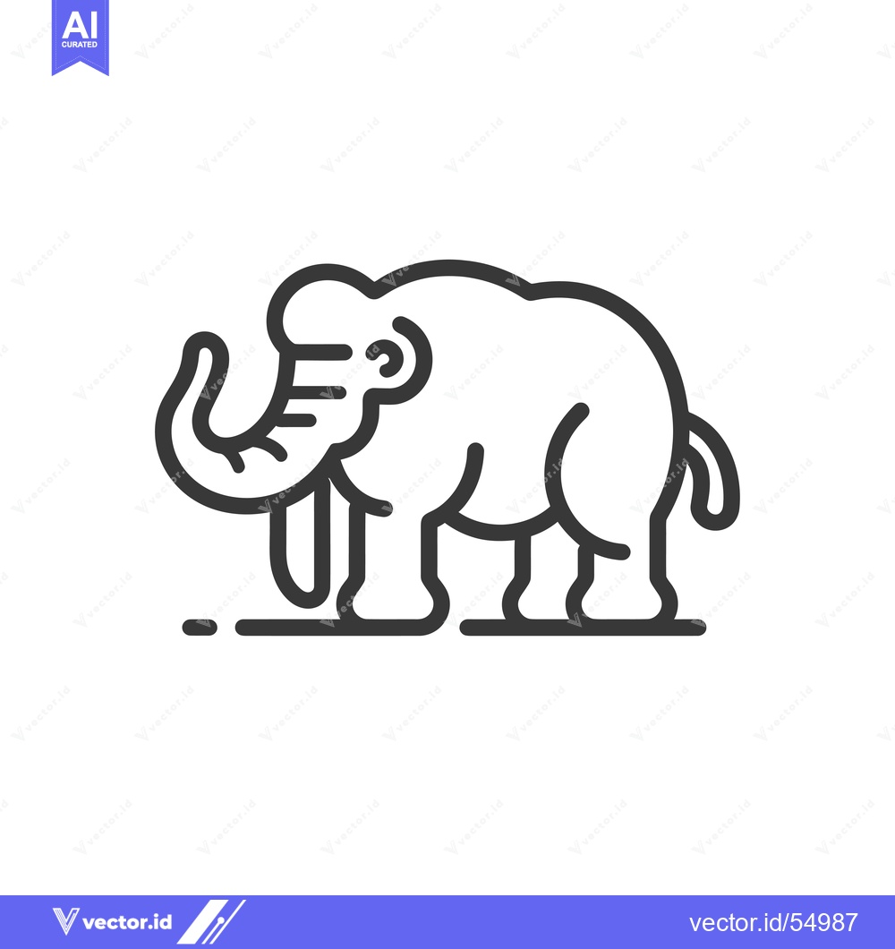 Premium Vector dari Line Art Illustration of a Woolly Mammoth