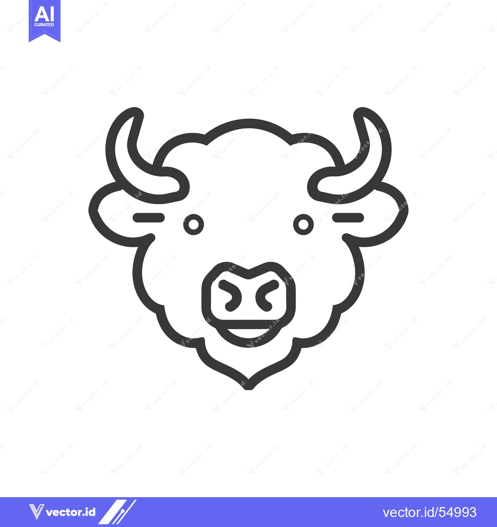 Premium Vector of Line art illustration of a yak's head