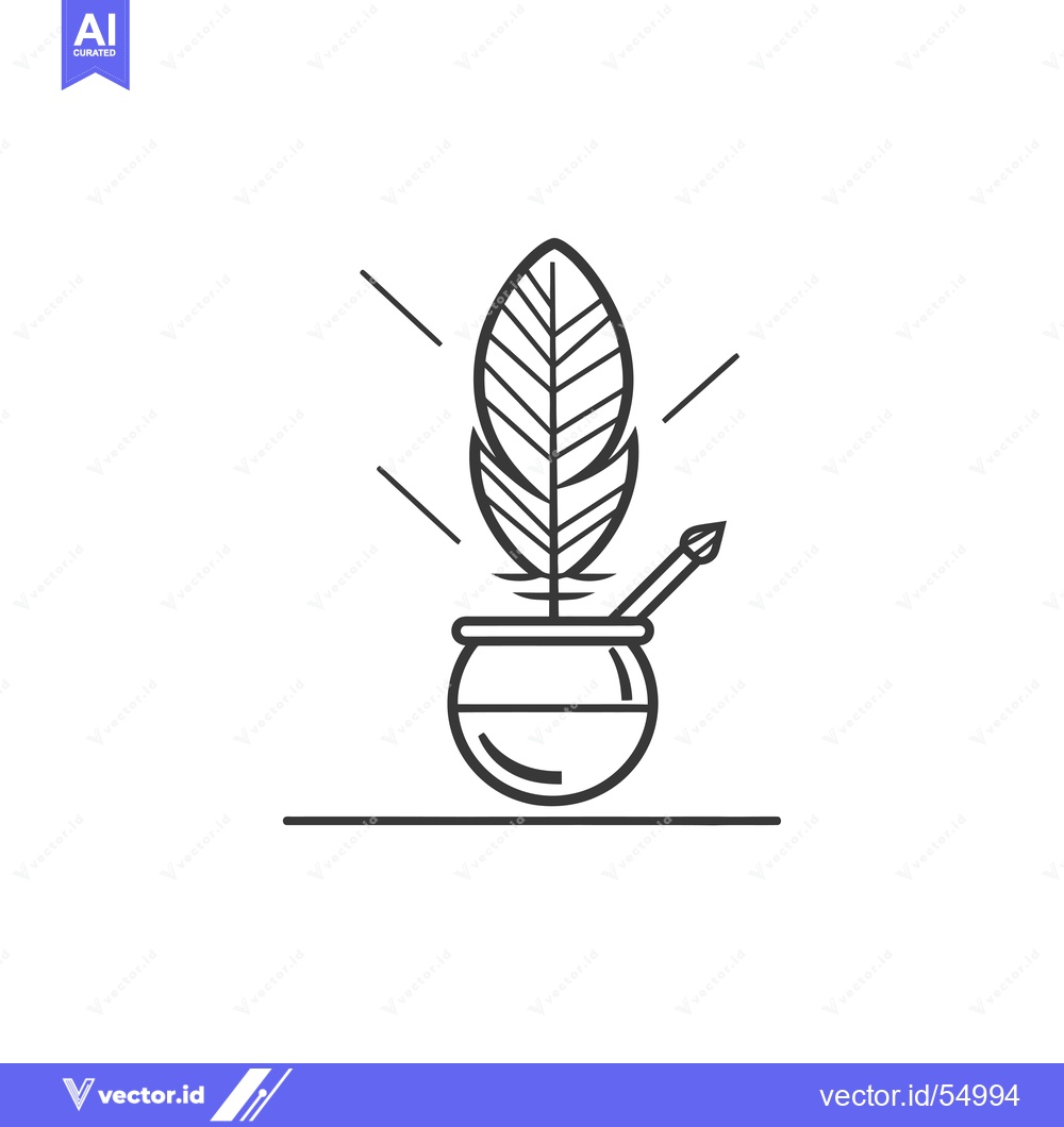 Premium Vector dari Line Art Illustration of a Yerba Mate Gourd with a Feather and Straw