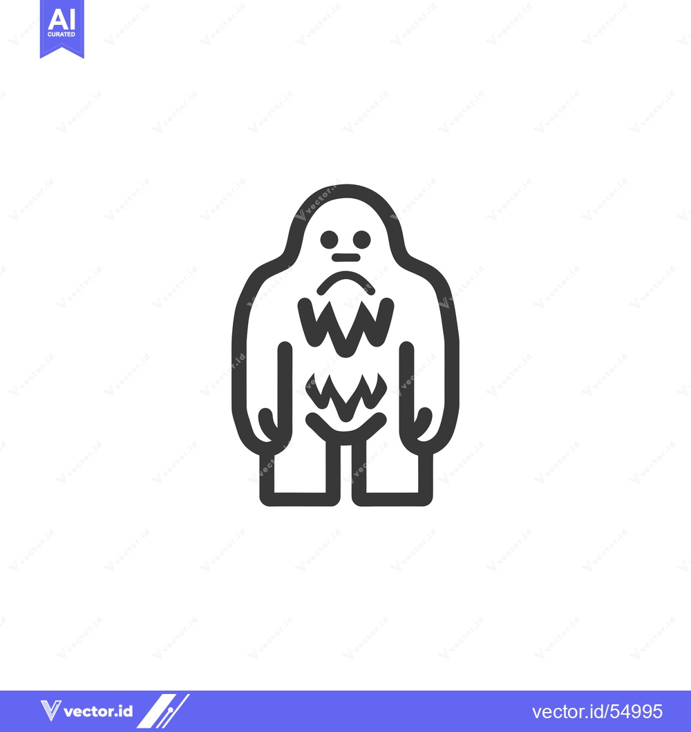 Premium Vector dari Line Art Illustration of a Yeti or Abominable Snowman