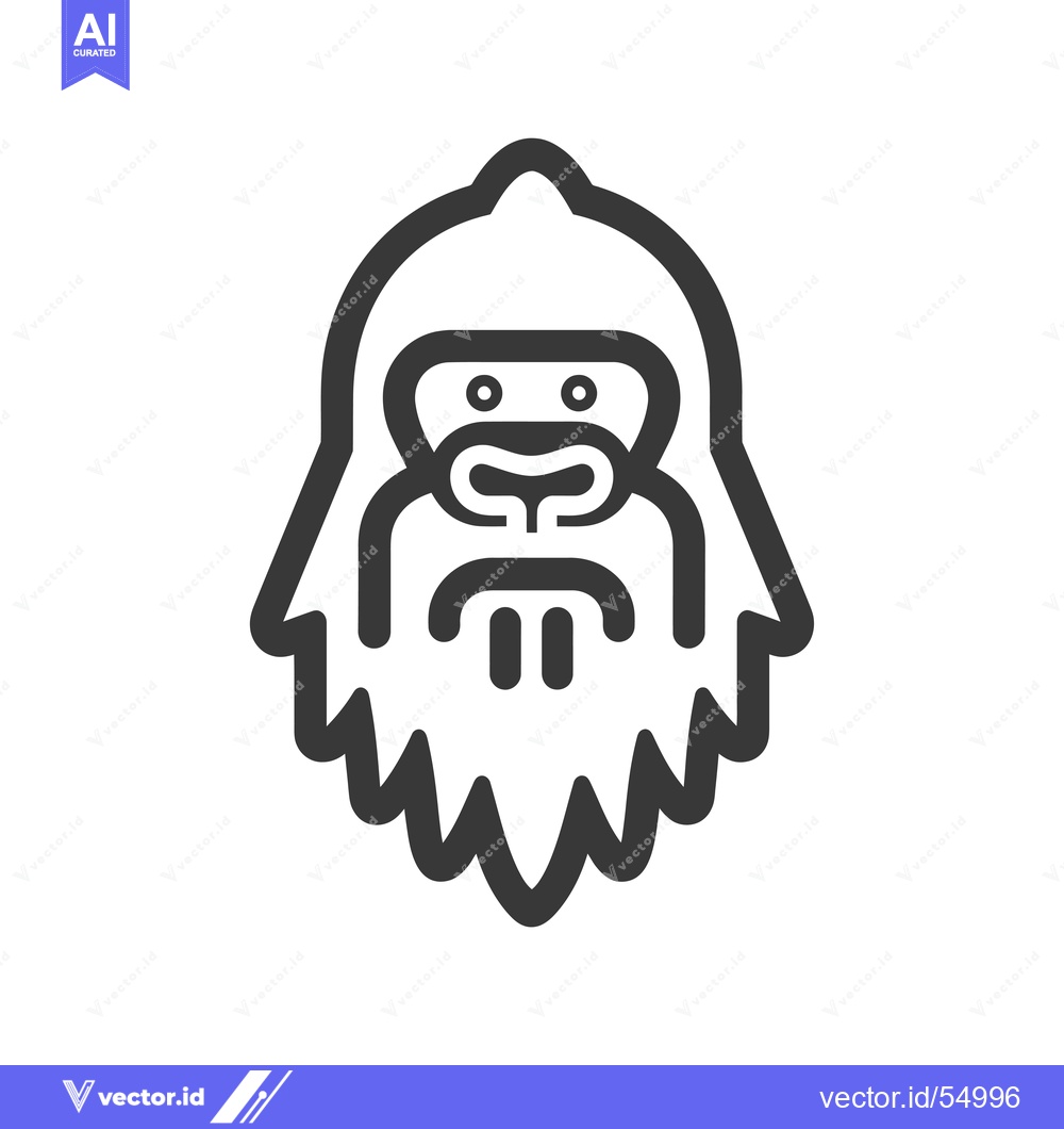 Premium Vector of Line Art Illustration of a Yeti's Face