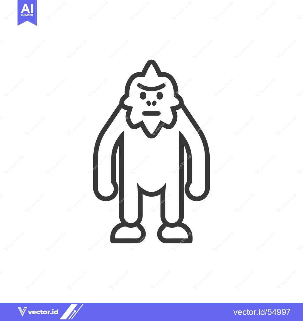 Premium Vector dari Line art illustration of a yeti standing upright