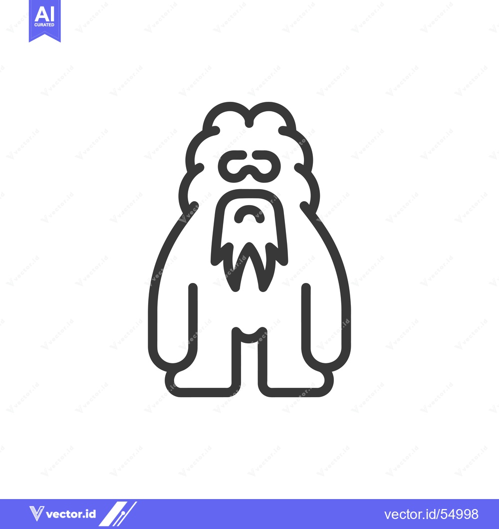 Premium Vector of Line art illustration of a Yeti with a beard