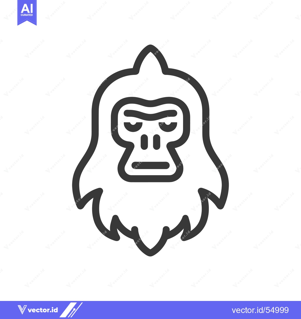 Premium Vector of Line Art Illustration of a Yeti with a Frowning Expression