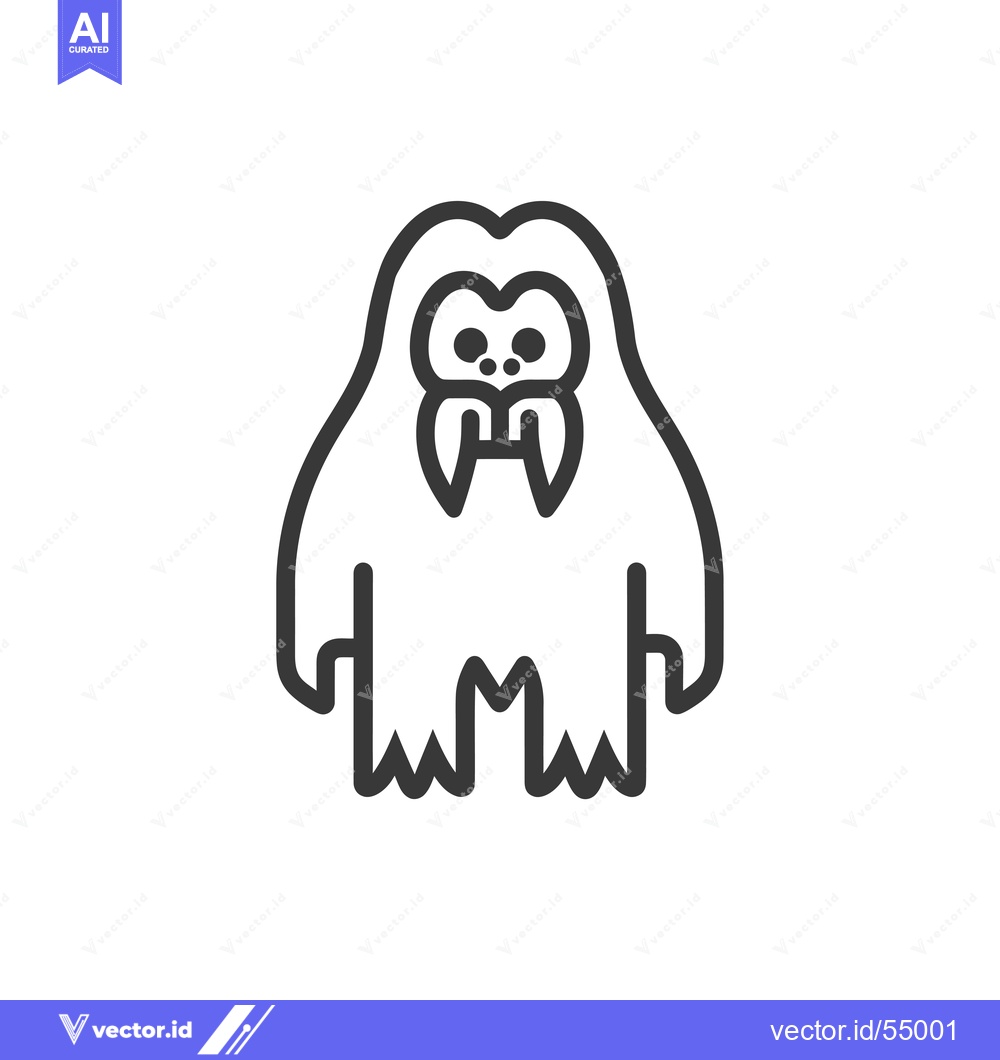Premium Vector dari Line art illustration of a yeti with large teeth