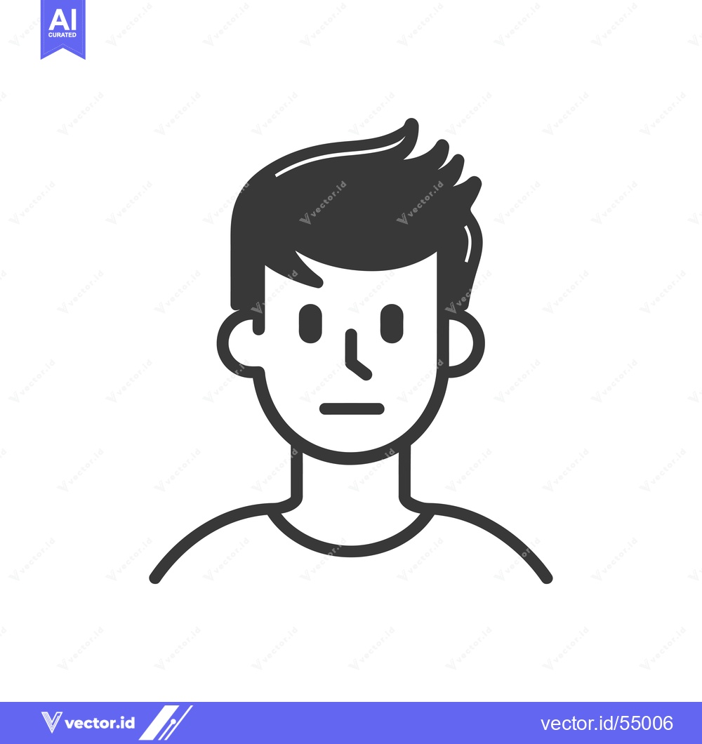 Premium Vector dari Line Art Illustration of a Young Man with a Neutral Expression