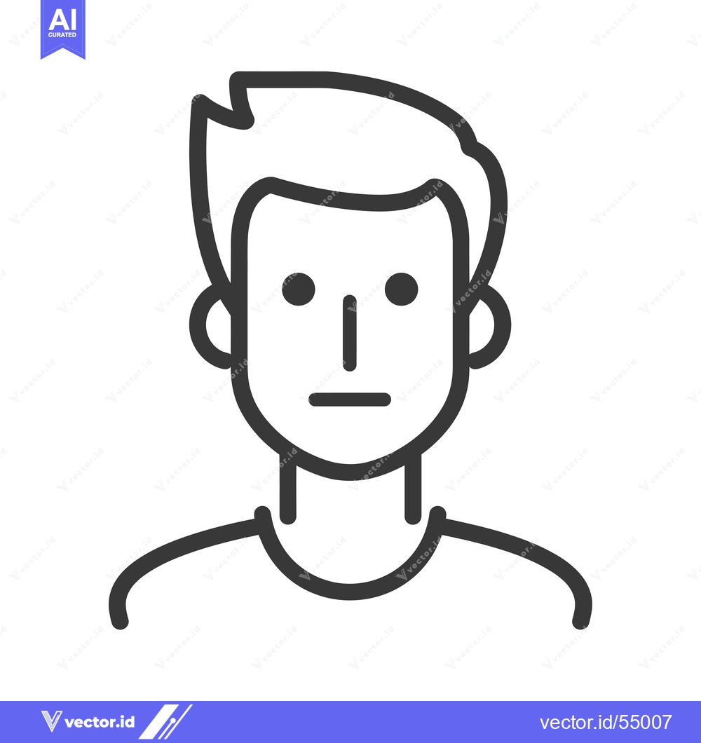 Premium Vector dari Line art illustration of a young man with short hair