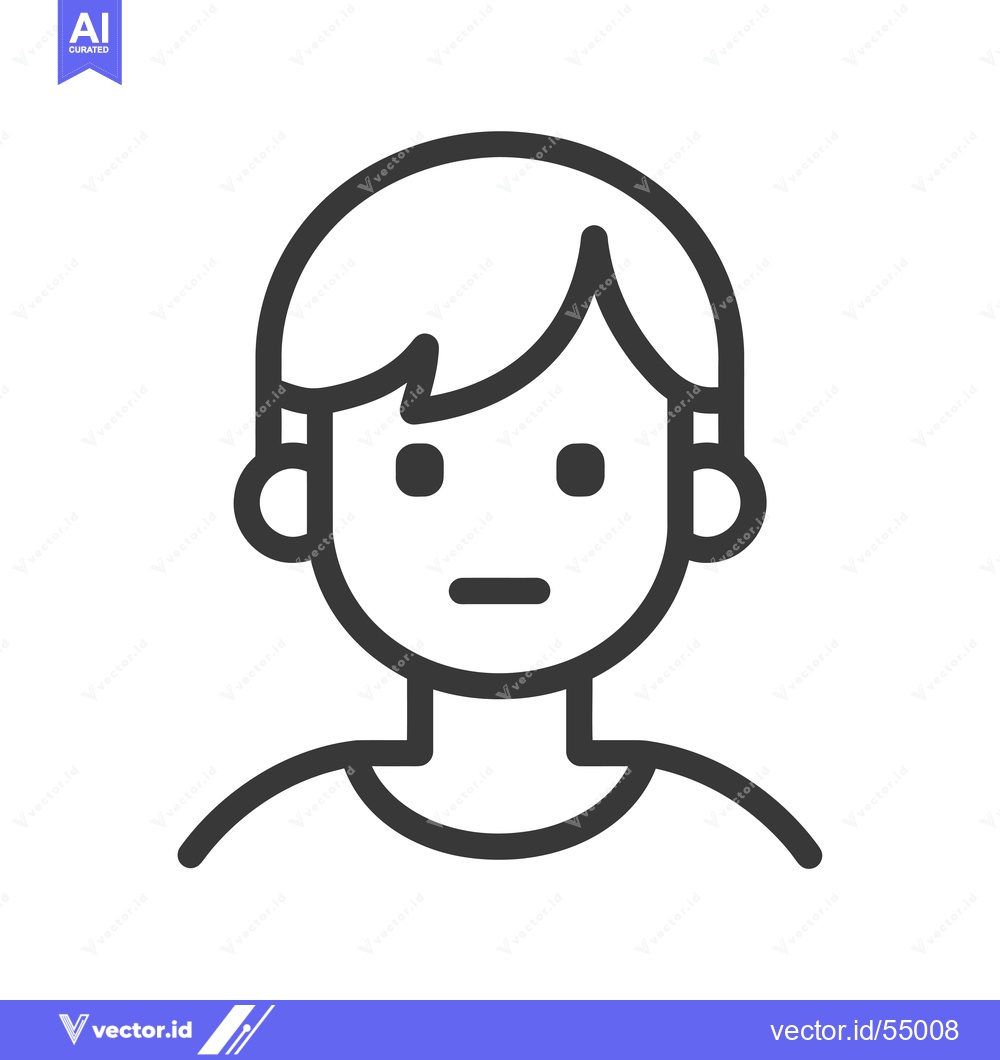 Premium Vector dari Line art illustration of a young person with a neutral expression