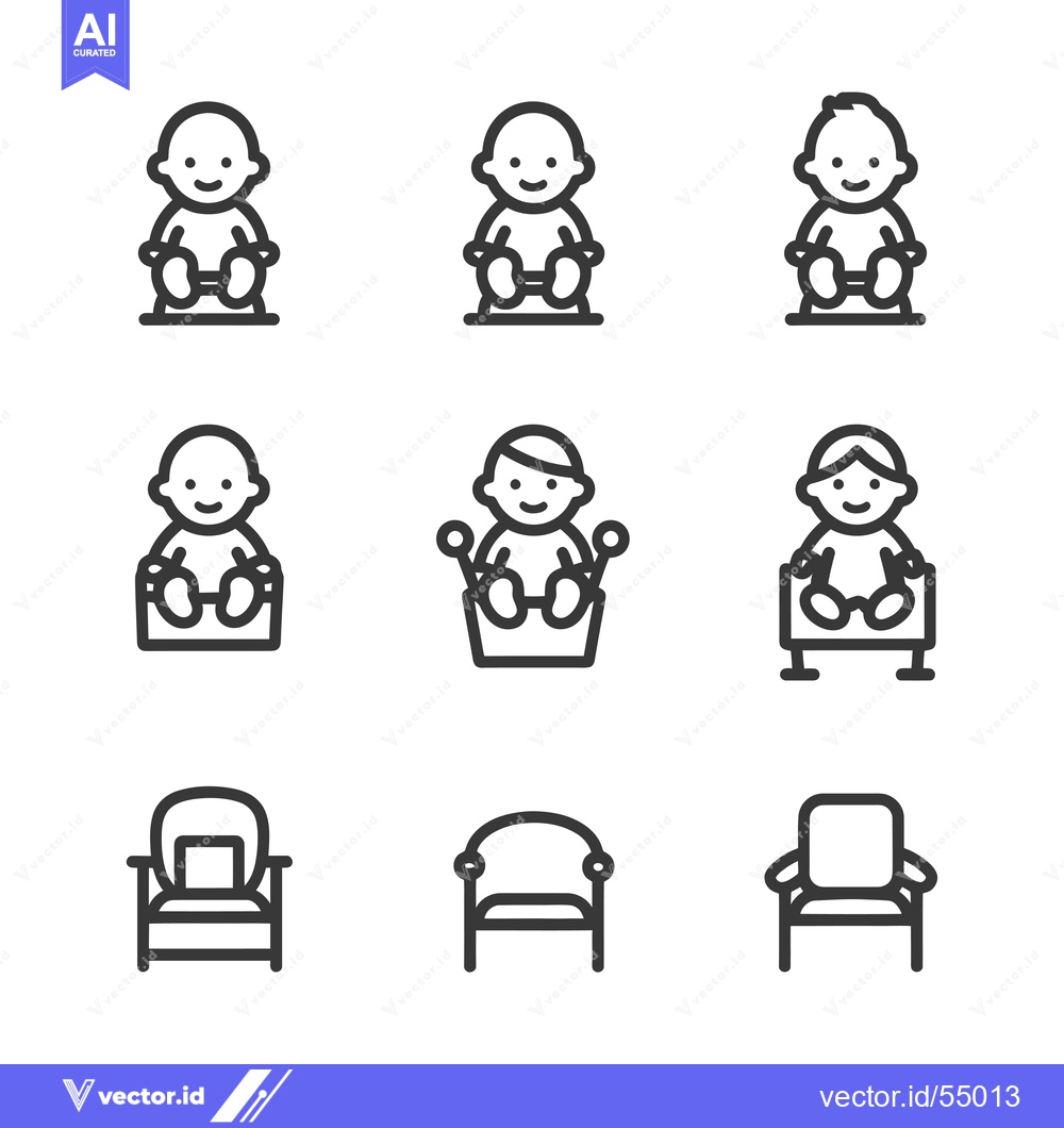 Premium Vector dari Line Art Illustration of Baby High Chairs and Regular Chairs