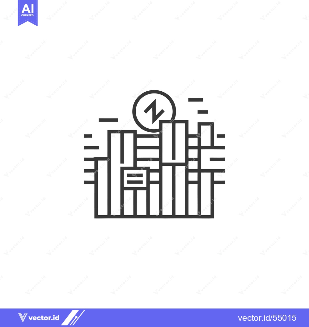 Premium Vector of Line Art Illustration of Bars and an Energy Symbol