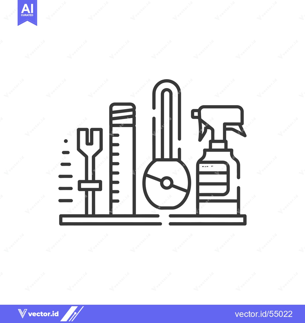 Premium Vector of Line Art Illustration of Cleaning Supplies on a Shelf