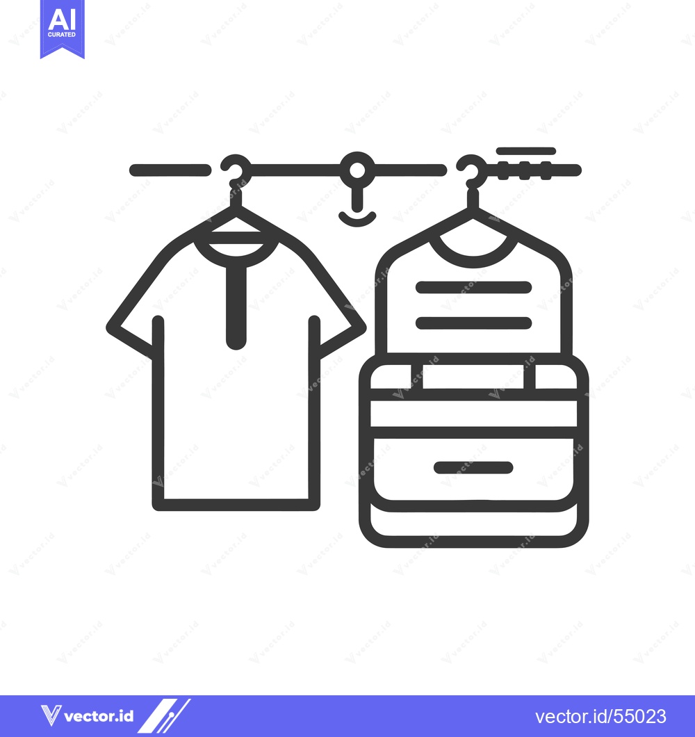 Premium Vector dari Line art illustration of clothing and a bag hanging on hangers