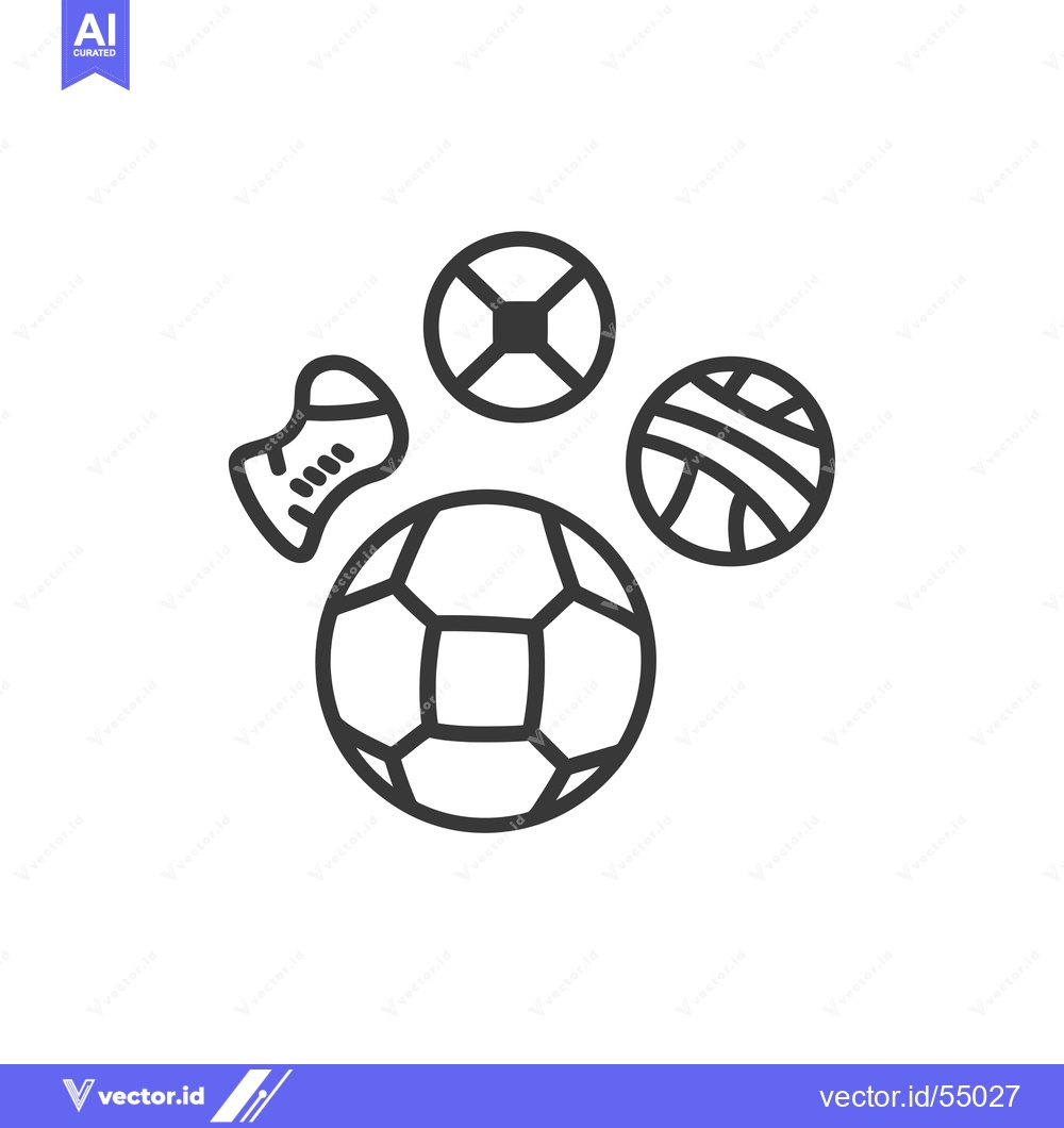 Premium Vector dari Line Art Illustration of Different Types of Balls