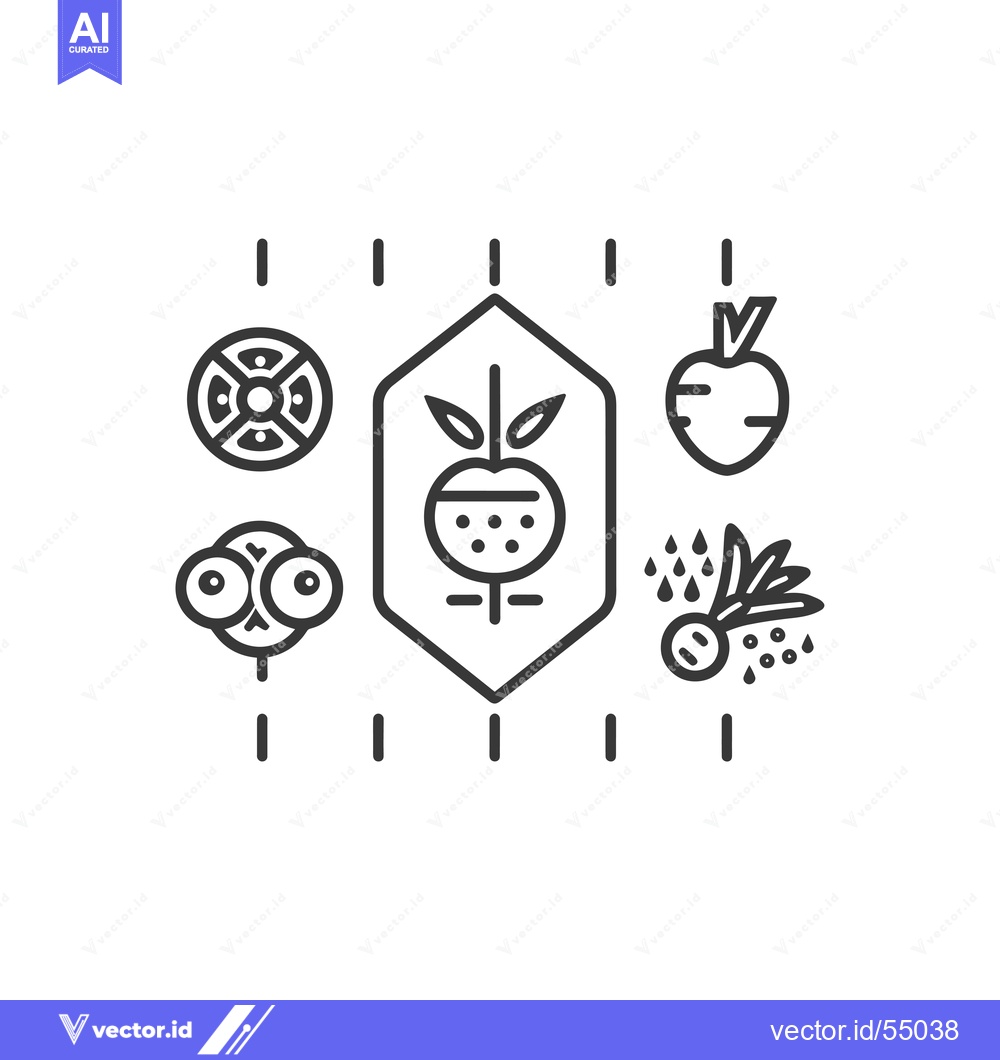 Premium Vector dari Line Art Illustration of Five Fruits and Vegetables