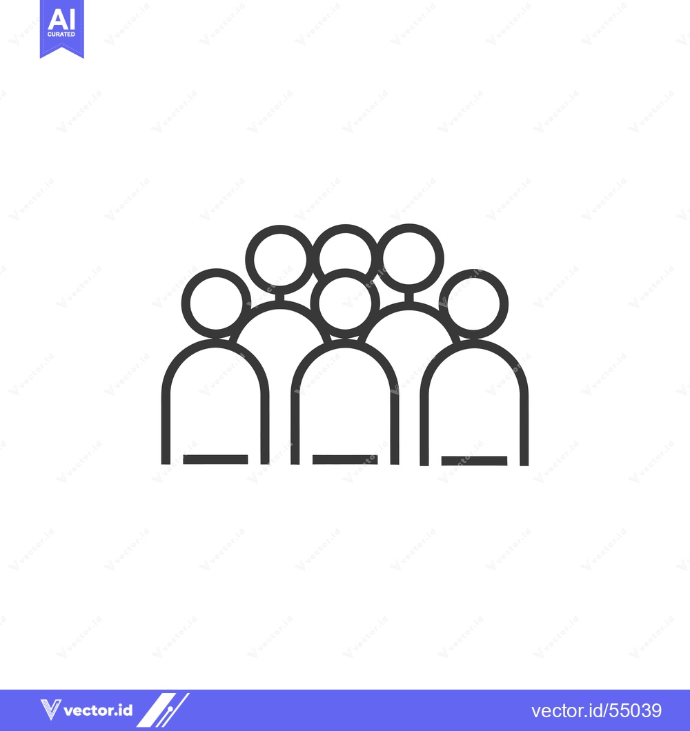 Premium Vector of Line art illustration of five people standing together