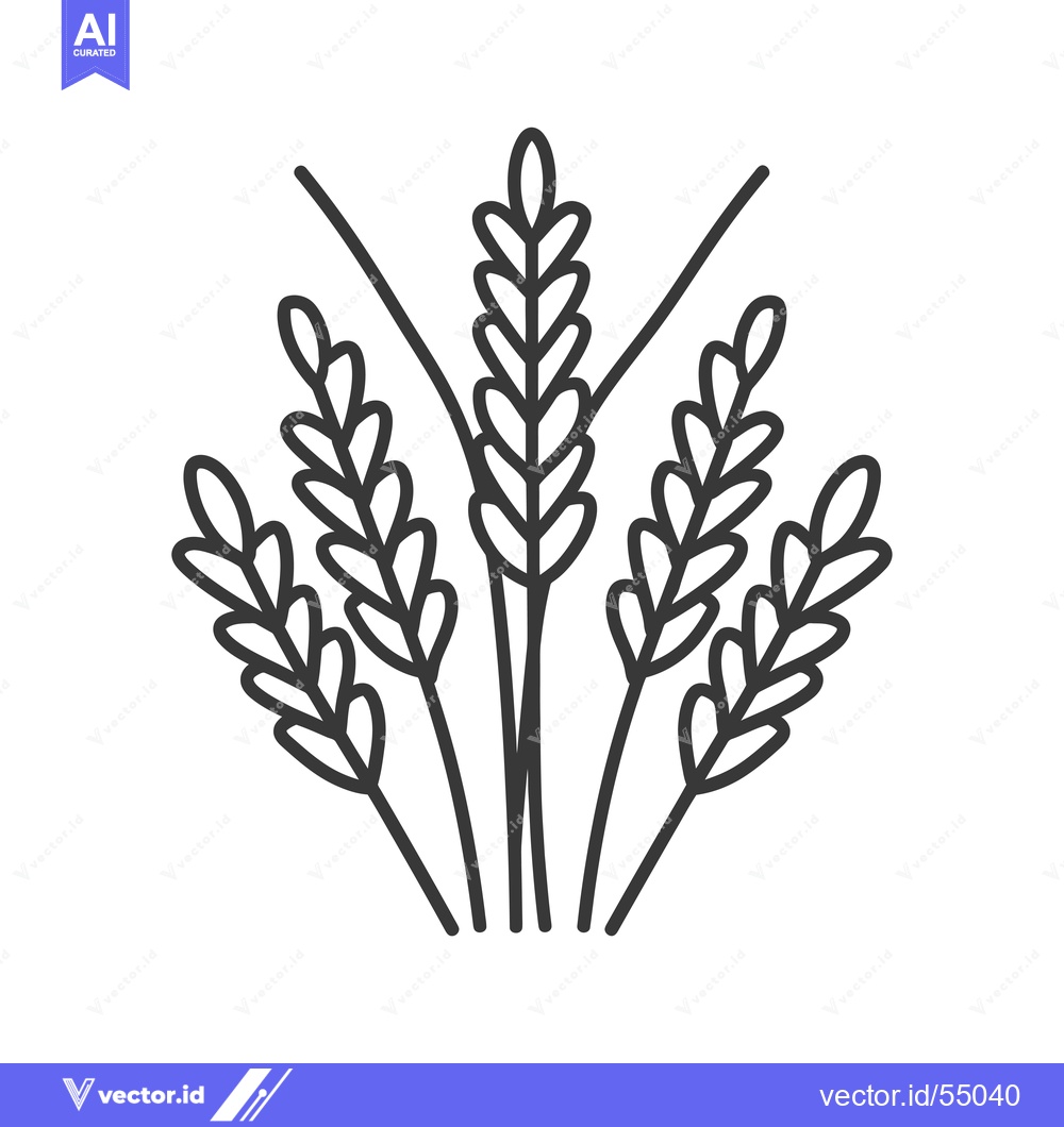 Premium Vector dari Line Art Illustration of Five Wheat Stalks