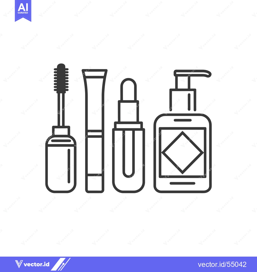 Premium Vector dari Line Art Illustration of Four Beauty Products