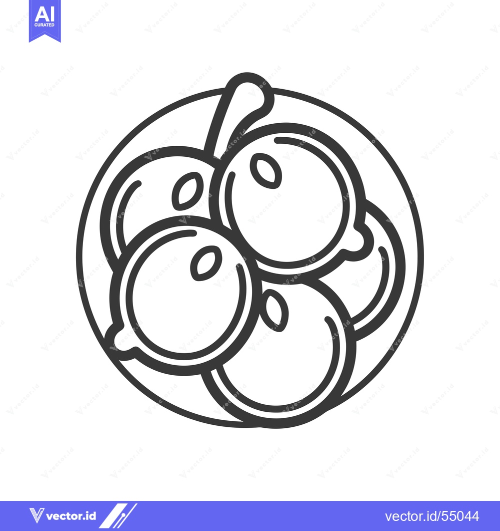 Premium Vector dari Line Art Illustration of Four Round Berries on a Plate