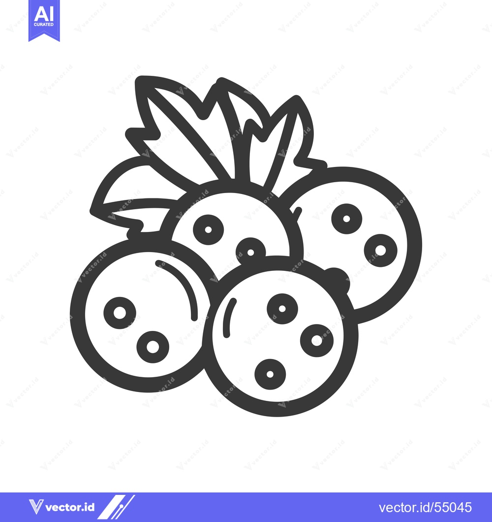Premium Vector dari Line Art Illustration of Four Round Fruits with Leaves