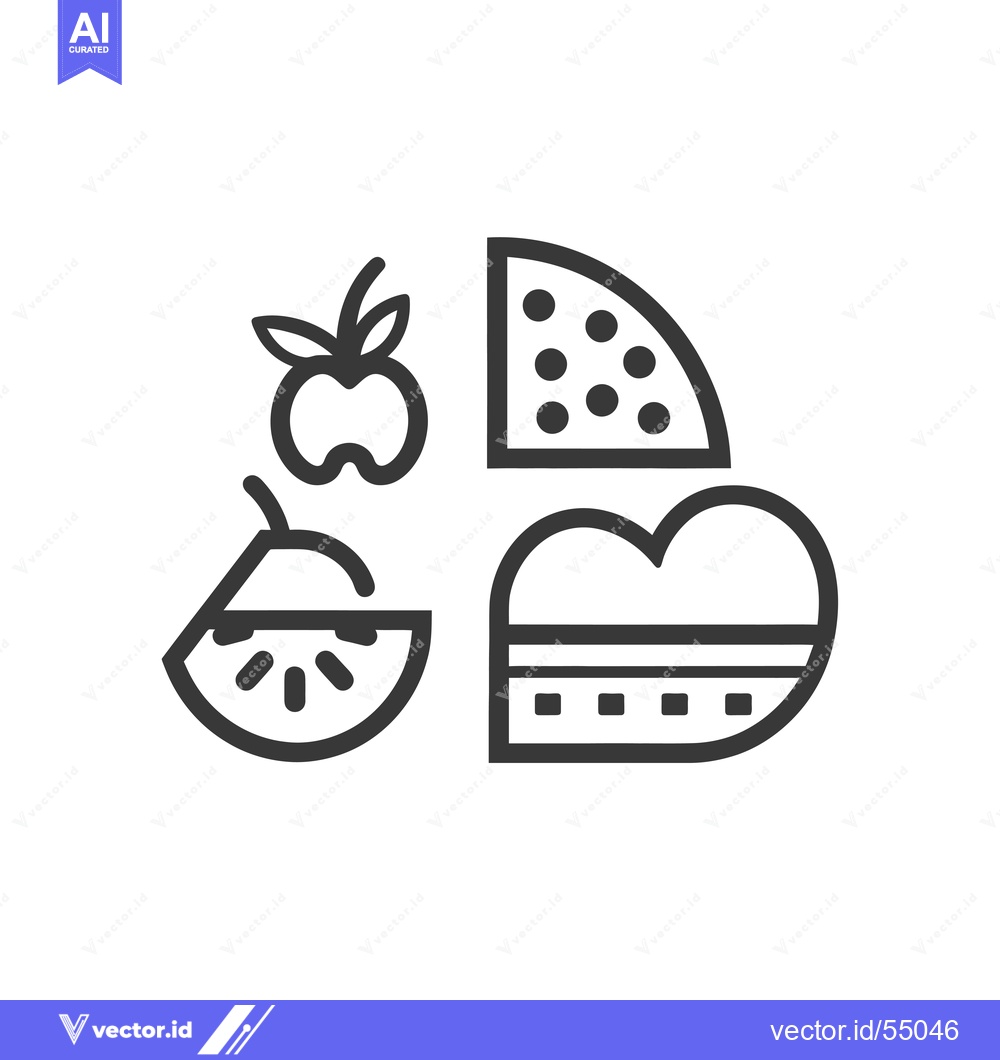 Premium Vector of Line Art Illustration of Four Slices of Fruit