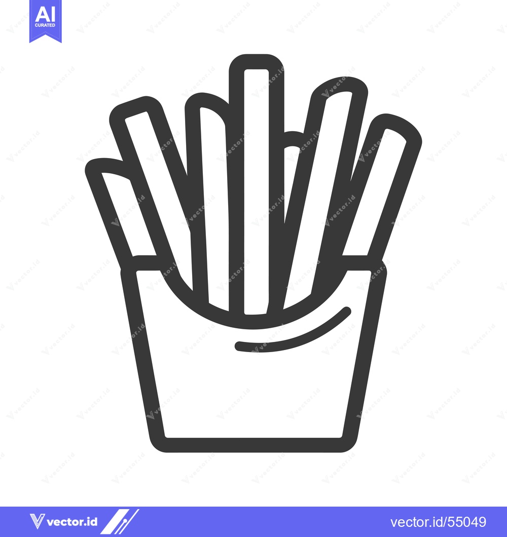 Premium Vector of Line Art Illustration of French Fries in a Carton
