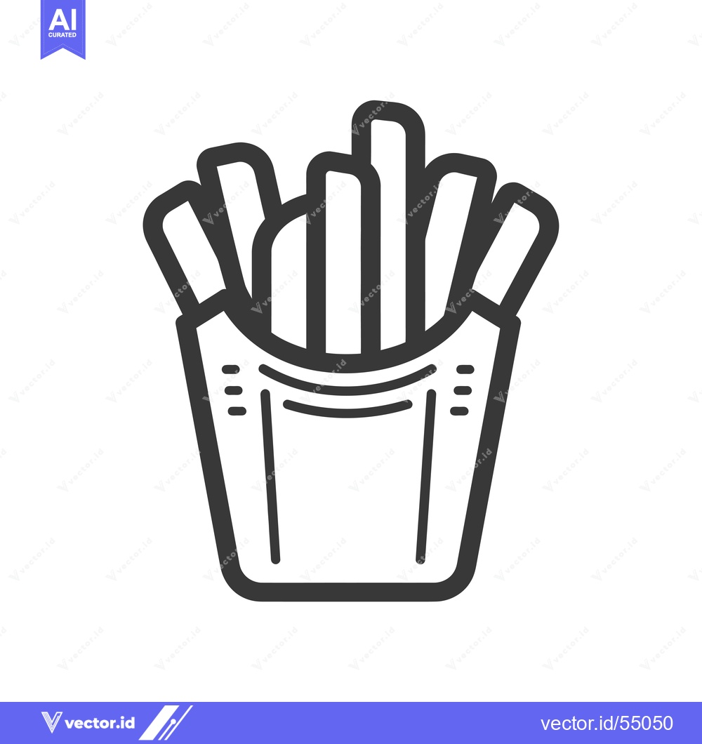 Premium Vector dari Line art illustration of French fries in a paper container
