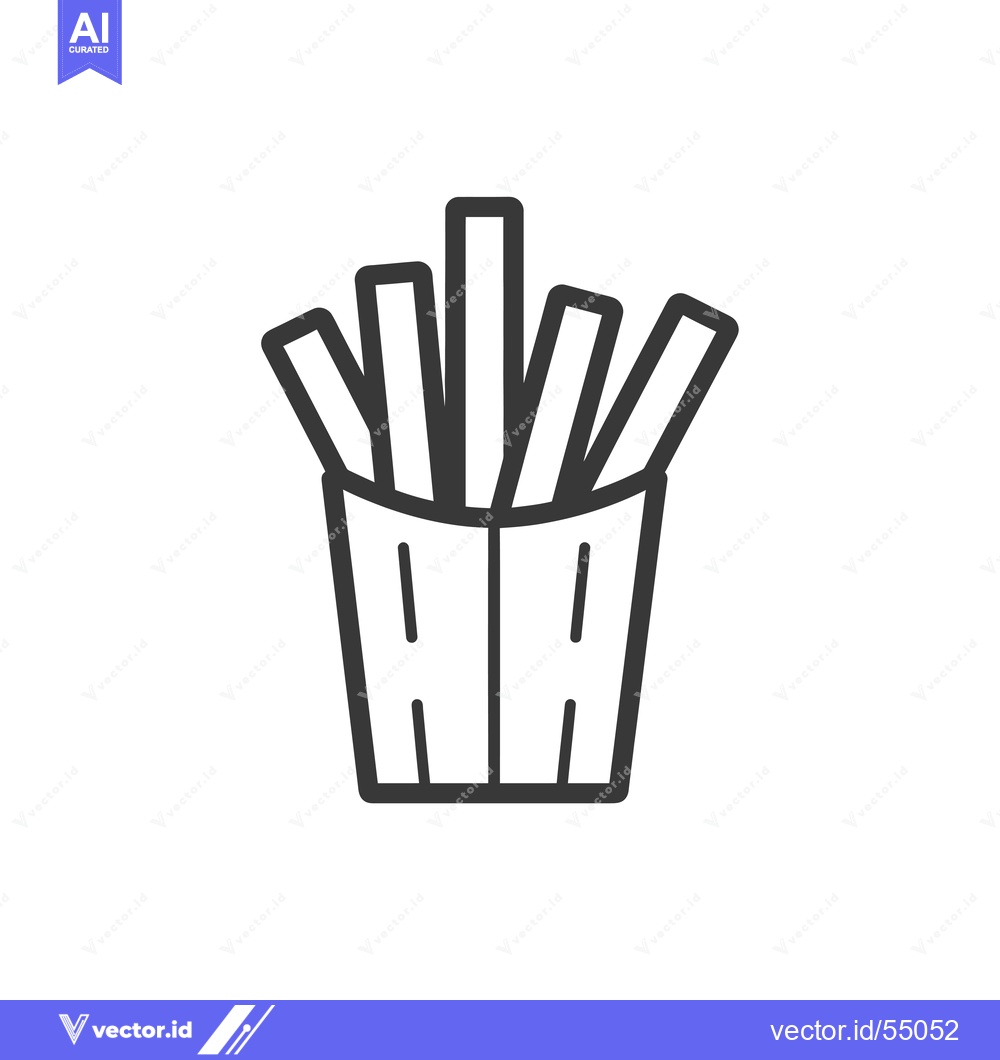 Premium Vector of Line Art Illustration of French Fries in a Paper Container