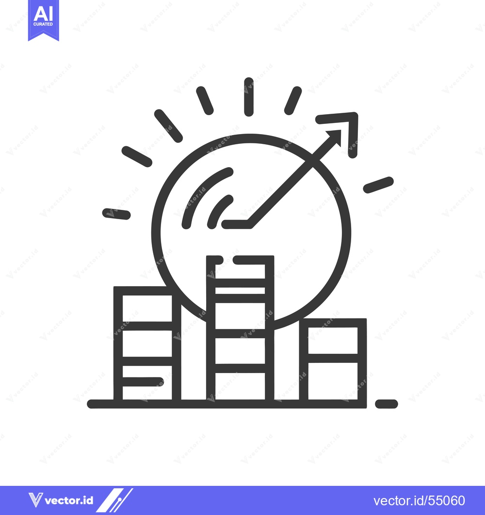 Premium Vector of Line Art Illustration of Growth Graph with Sun and Bar Chart