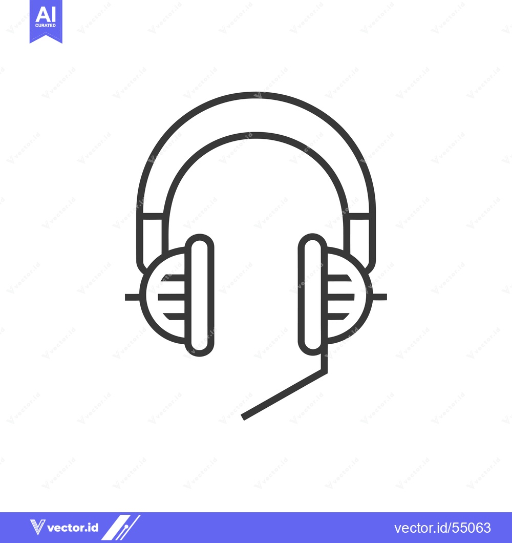 Premium Vector dari Line Art Illustration of Headphones with Microphone