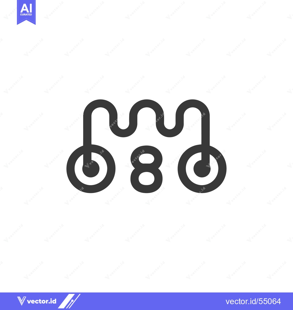 Premium Vector dari Line Art Illustration of Headphones with Number Eight in the Center
