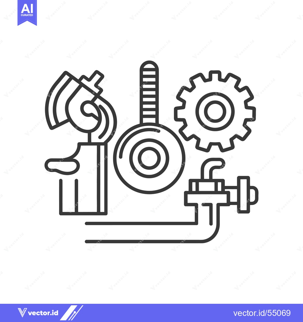 Premium Vector dari Line Art Illustration of Industrial Machinery Components