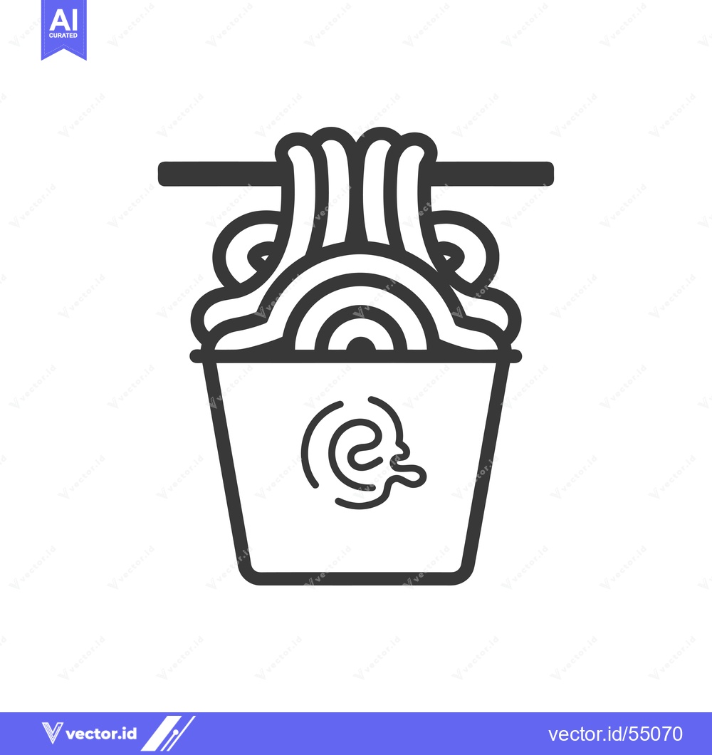 Premium Vector dari Line Art Illustration of Instant Noodles in a Cup