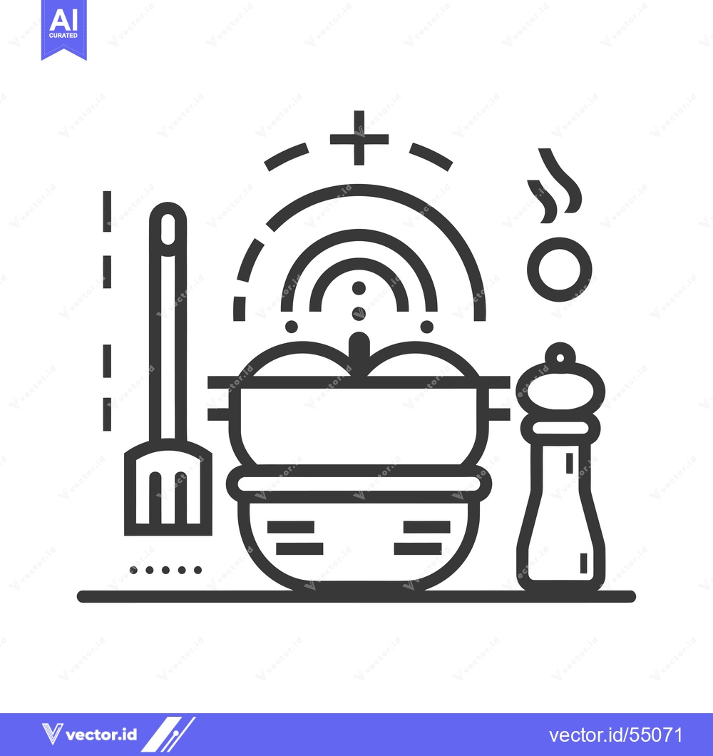 Premium Vector dari Line Art Illustration of Kitchen Utensils and a Pot