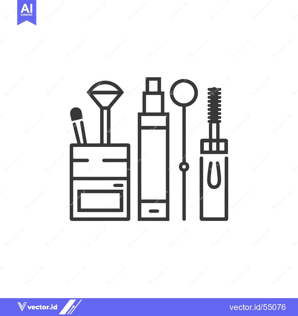 Premium Vector of Line Art Illustration of Makeup Items