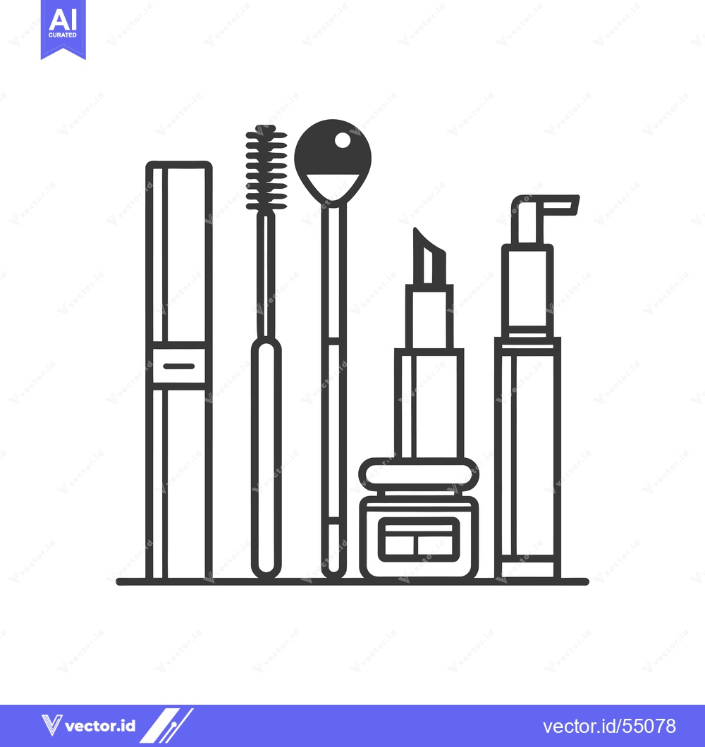 Premium Vector dari Line art illustration of makeup products