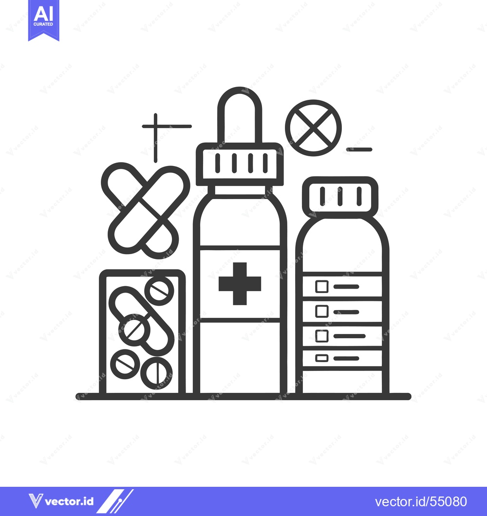 Premium Vector dari Line Art Illustration of Medical Supplies