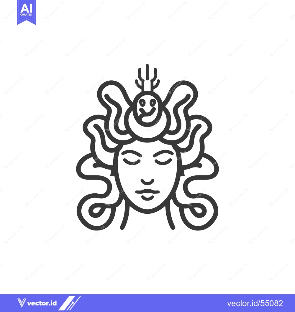 Premium Vector of Line art illustration of Medusa, a Greek mythological figure
