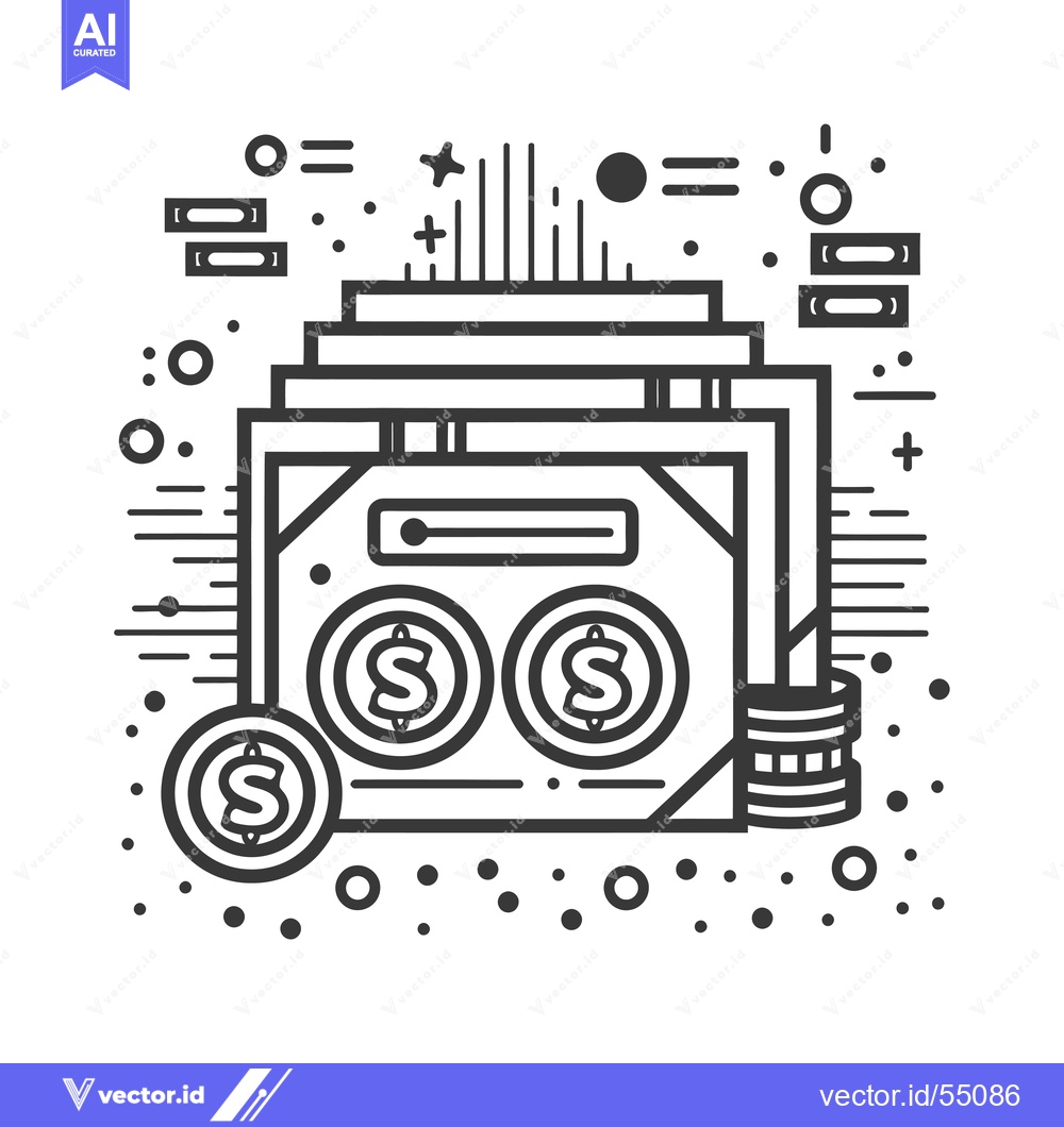 Premium Vector dari Line Art Illustration of Money Stack with Dollar Signs